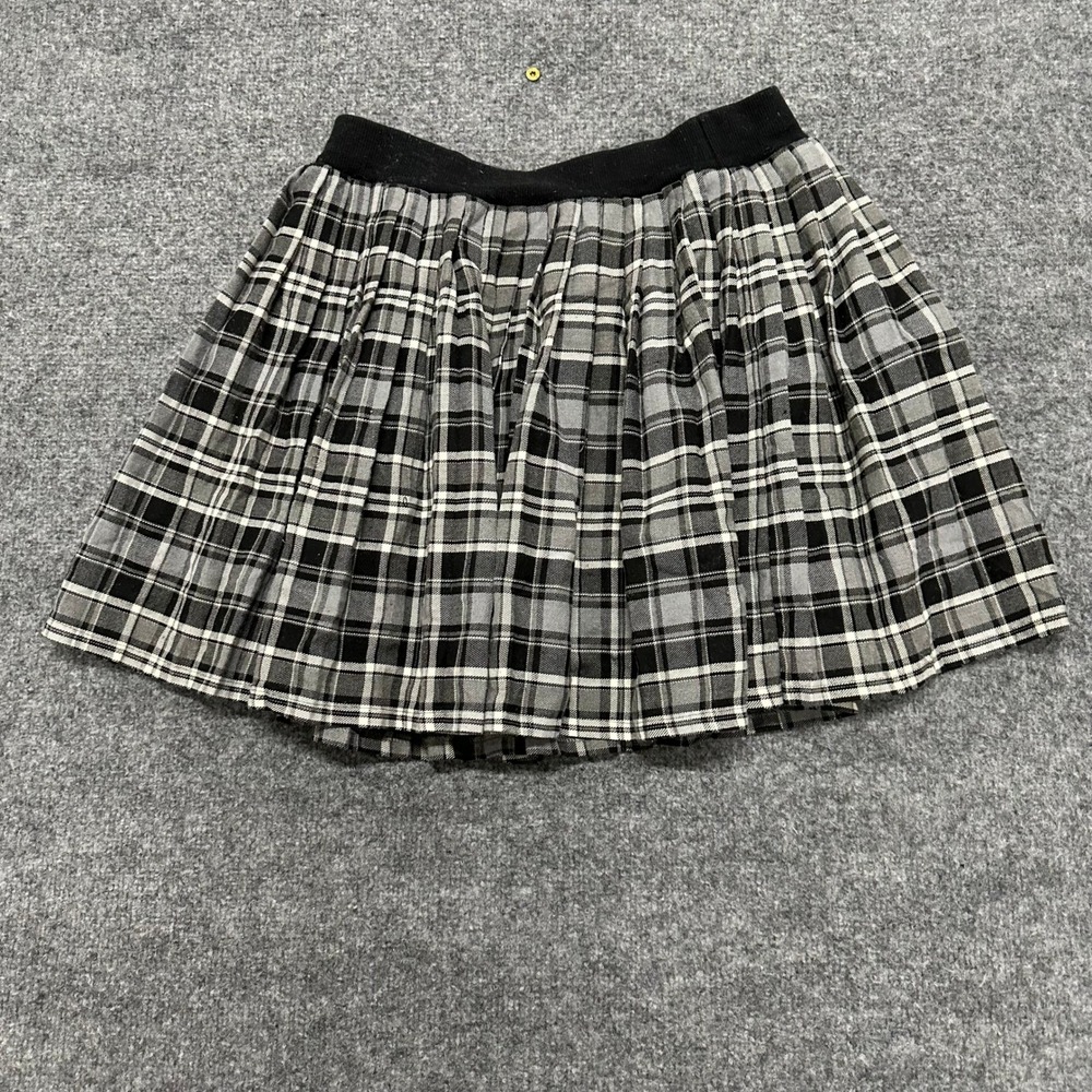 Xhilaration Skirt Womens L Gray Plaid Pleated Elastic Waist Mini Preppy Casual